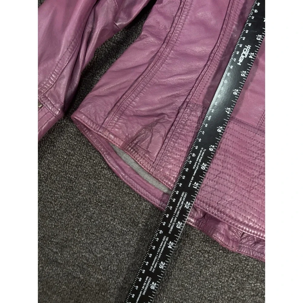 Harley Davidson Jacket Women's Medium Purple Lambskin Leather Moto Studded Biker